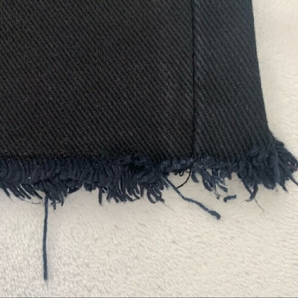 denim Womens Jean shorts butterfly buttons HIGH RISE 25 BLACK raw hem 𝅺APRIL77 - Picture 7 of 13